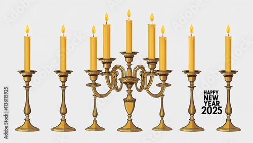  Vintage Candelabra With Multiple Candlehold and logo happy new year 2025. photo