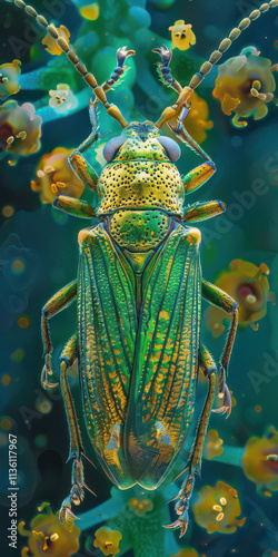 Obraz na płótnie Macro Shot of Green Insect w salonie