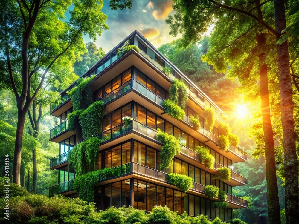 Obraz premium Eco-Inspired Forest Bokeh Wallpaper: International Day of Forests AI Art