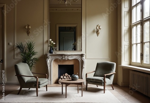 Velvet armchair in elegant interior