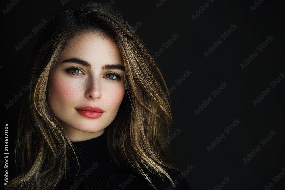 A Woman With Long Brown Hair And Soft Makeup A Woman With Long Brown Hair And Soft Makeup