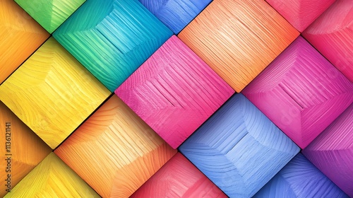 Colorful wooden blocks pattern background. photo