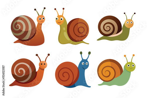 Set Of snail vector illustration