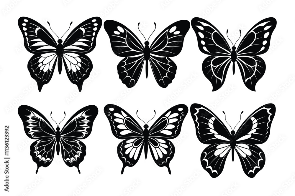 Obraz premium Collection of butterfly silhouette