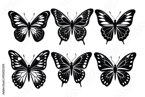 Collection of butterfly silhouette