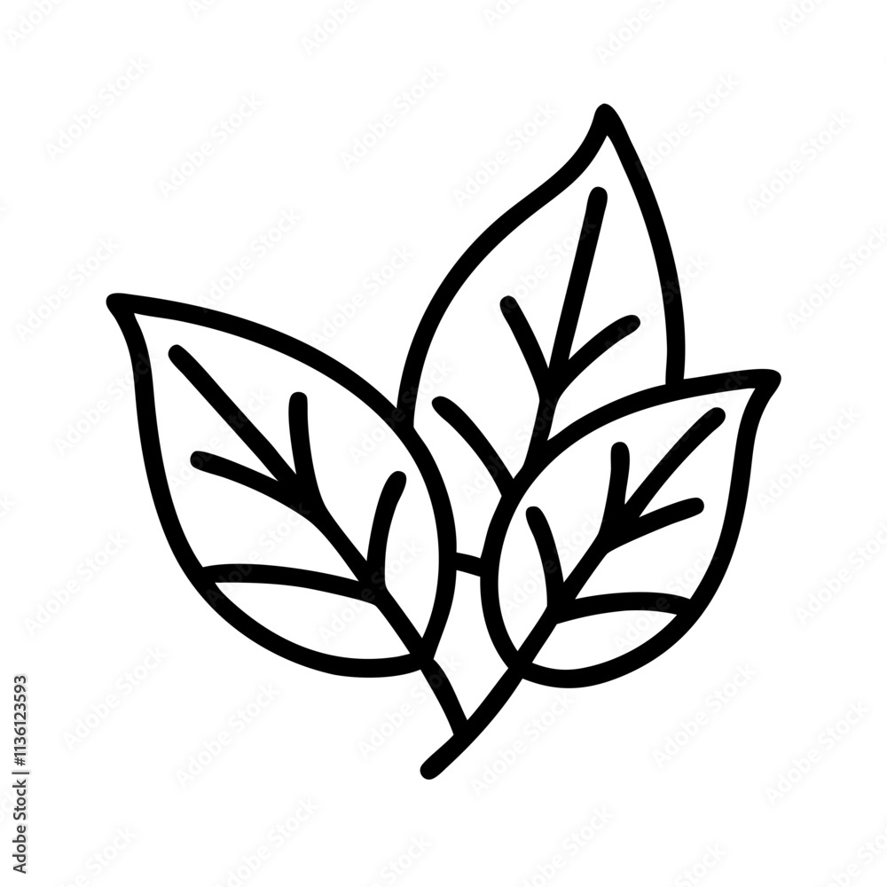 Obraz premium amber leaves icon, fall line art, fall icon - simple black line art icon of amber leaves, symbolizing fall celebrations. fall vector art.