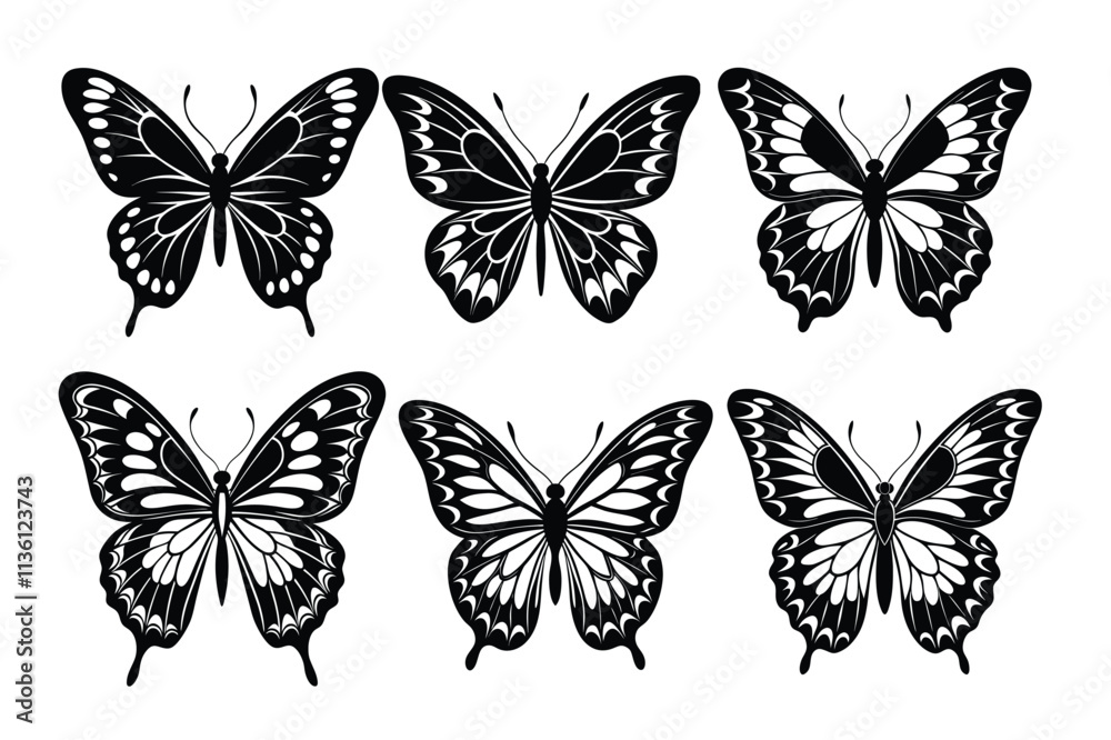 Collection of butterfly silhouette