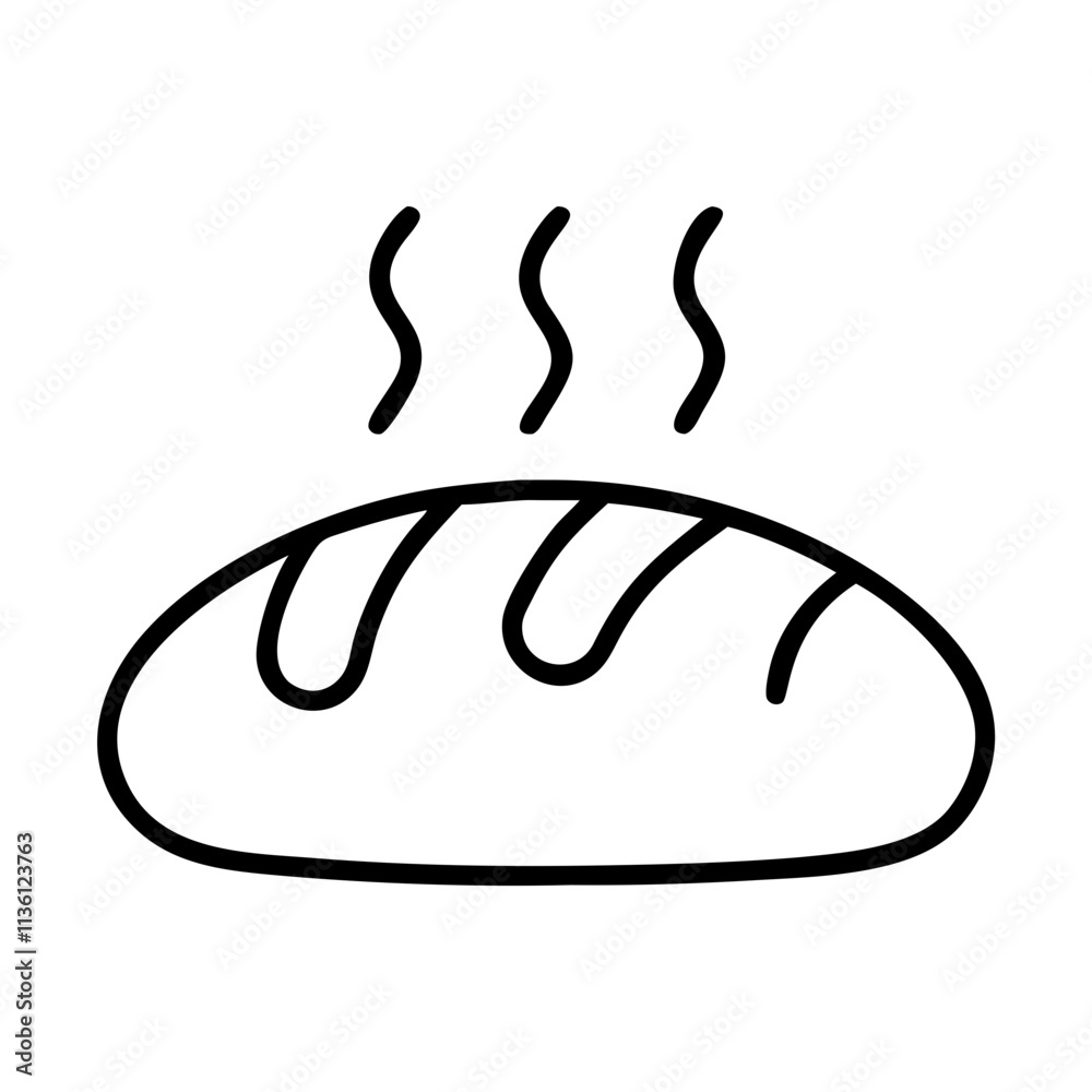 Obraz premium baked bread icon, fall line art, fall icon - simple black line art icon of baked bread, symbolizing fall celebrations. fall vector art.