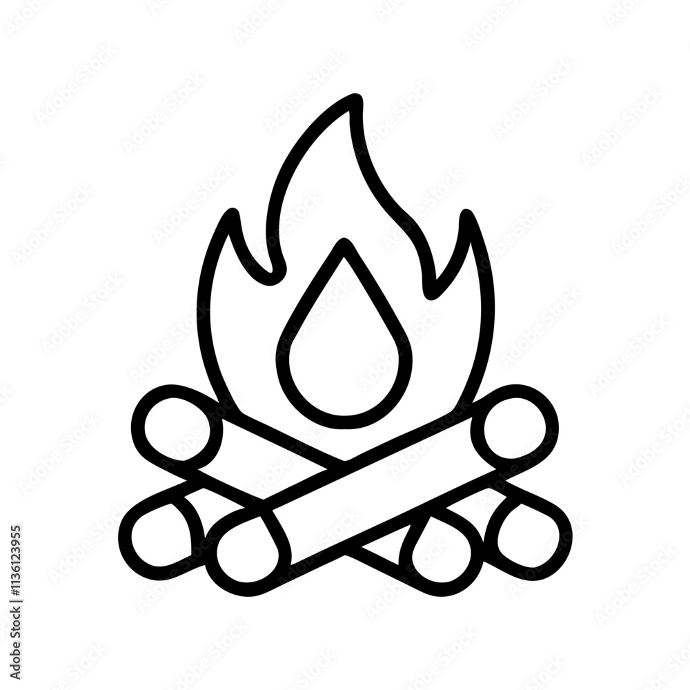 campfire icon, fall line art, fall icon - simple black line art icon of campfire, symbolizing fall celebrations. fall vector art. campfire icon, fall line art, fall icon - simple black line art icon of campfire, symbolizing fall celebrations. fall vector art.