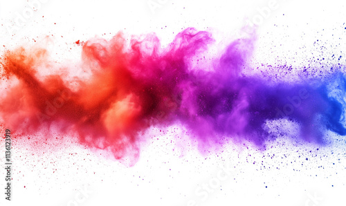 abstract colorful powder splatter dust explosion isolated on white background paint