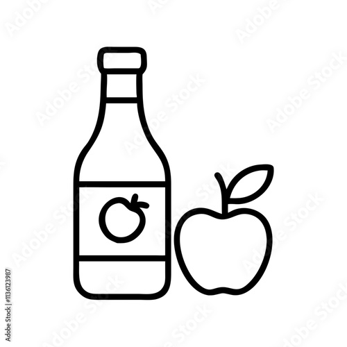 cider bottle icon, fall line art, fall icon - simple black line art icon of cider bottle, symbolizing fall celebrations. fall vector art.