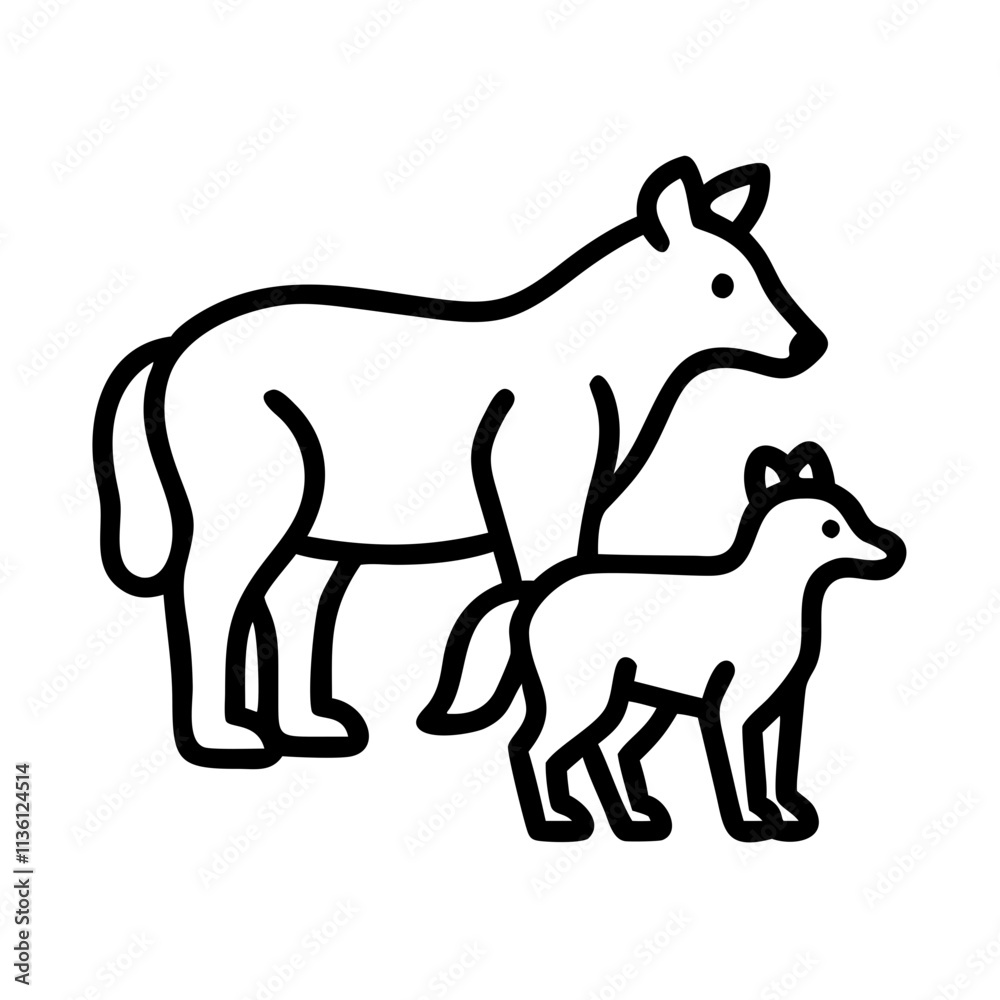 Fototapeta premium forest animals icon, fall line art, fall icon - simple black line art icon of forest animals, symbolizing fall celebrations. fall vector art.