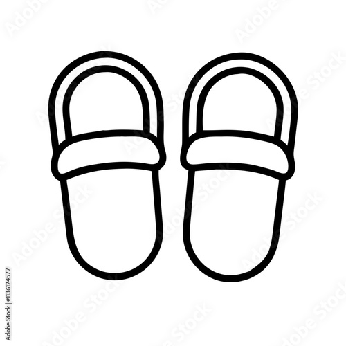 fuzzy slippers icon, fall line art, fall icon - simple black line art icon of fuzzy slippers, symbolizing fall celebrations. fall vector art.