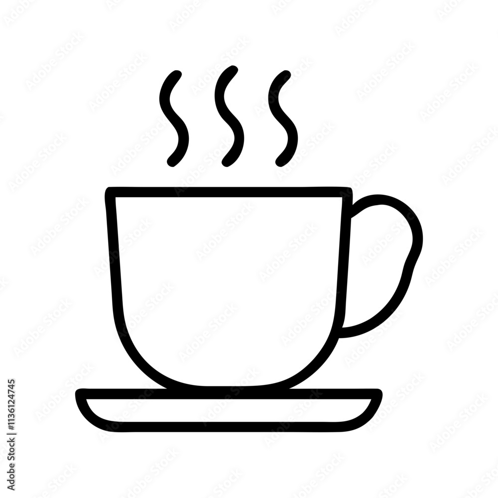 hot cup of coffee icon, fall line art, fall icon - simple black line art icon of hot cup of coffee, symbolizing fall celebrations. fall vector art. hot cup of coffee icon, fall line art, fall icon - simple black line art icon of hot cup of coffee, symbolizing fall celebrations. fall vector art.