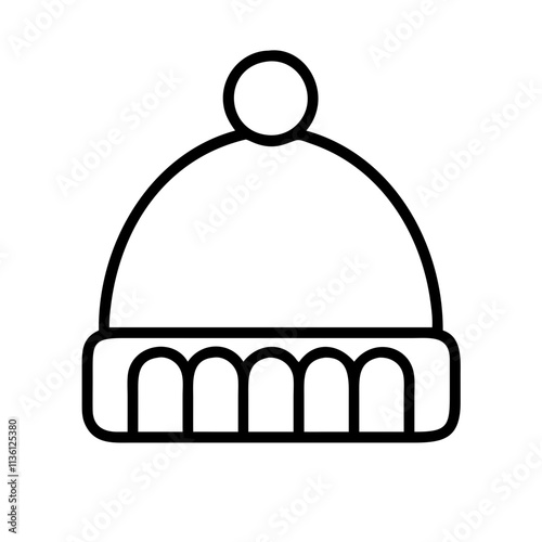 warm beanie hat icon, fall line art, fall icon - simple black line art icon of warm beanie hat, symbolizing fall celebrations. fall vector art.