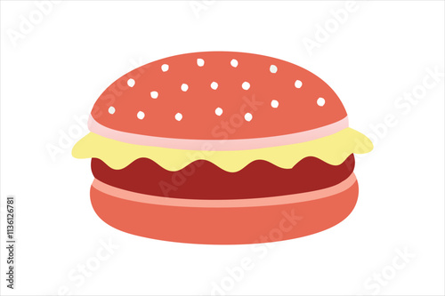 hamburger vector, fast food cheeseburger vector art illustration