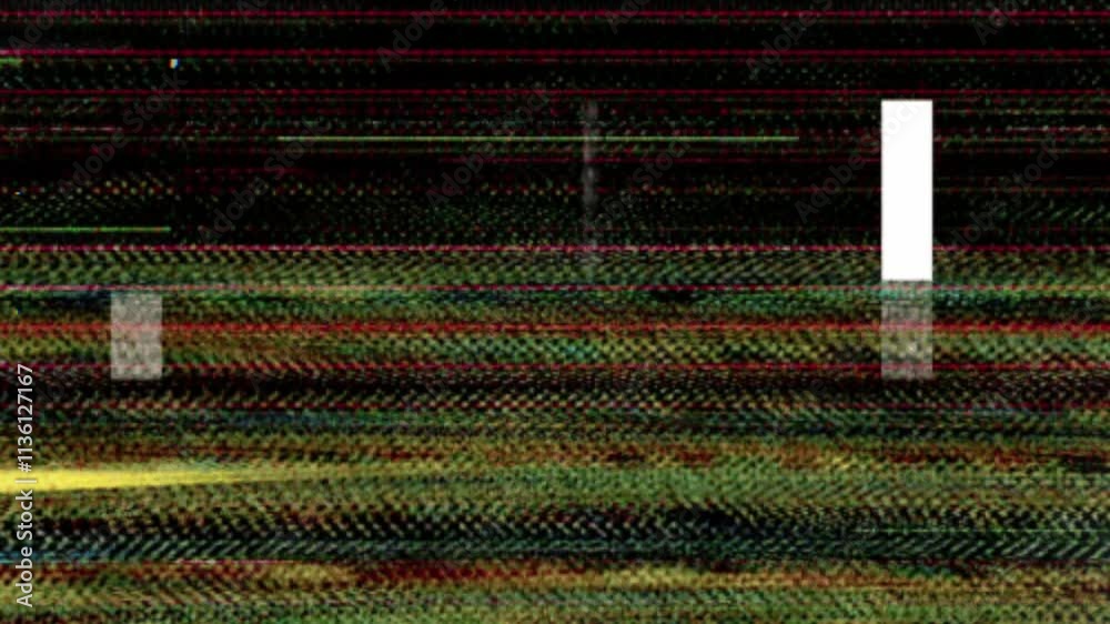 Footage with Retro Futuristic Dynamic Glitch Effect. Static noise backdrop. Digital Pixel Noise Effect. VHS 80's style, black background, 4K
