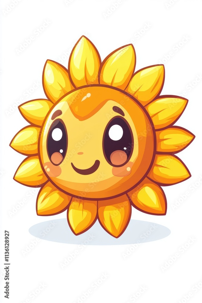 A cheerful cartoon sun with a smiling face and vibrant yellow rays. A cheerful cartoon sun with a smiling face and vibrant yellow rays.