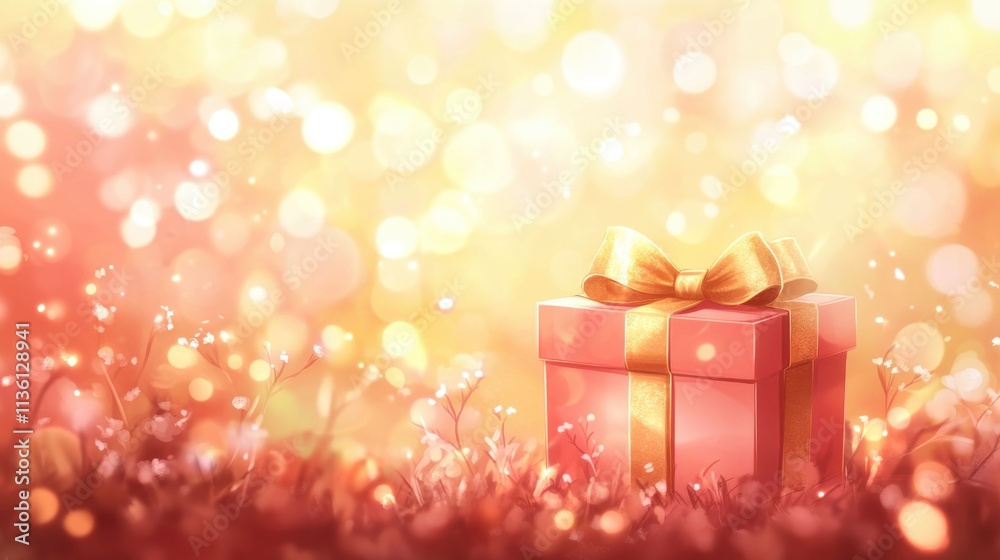 A Festive Gift Box in a Magical Sparkling Meadow A Festive Gift Box in a Magical Sparkling Meadow