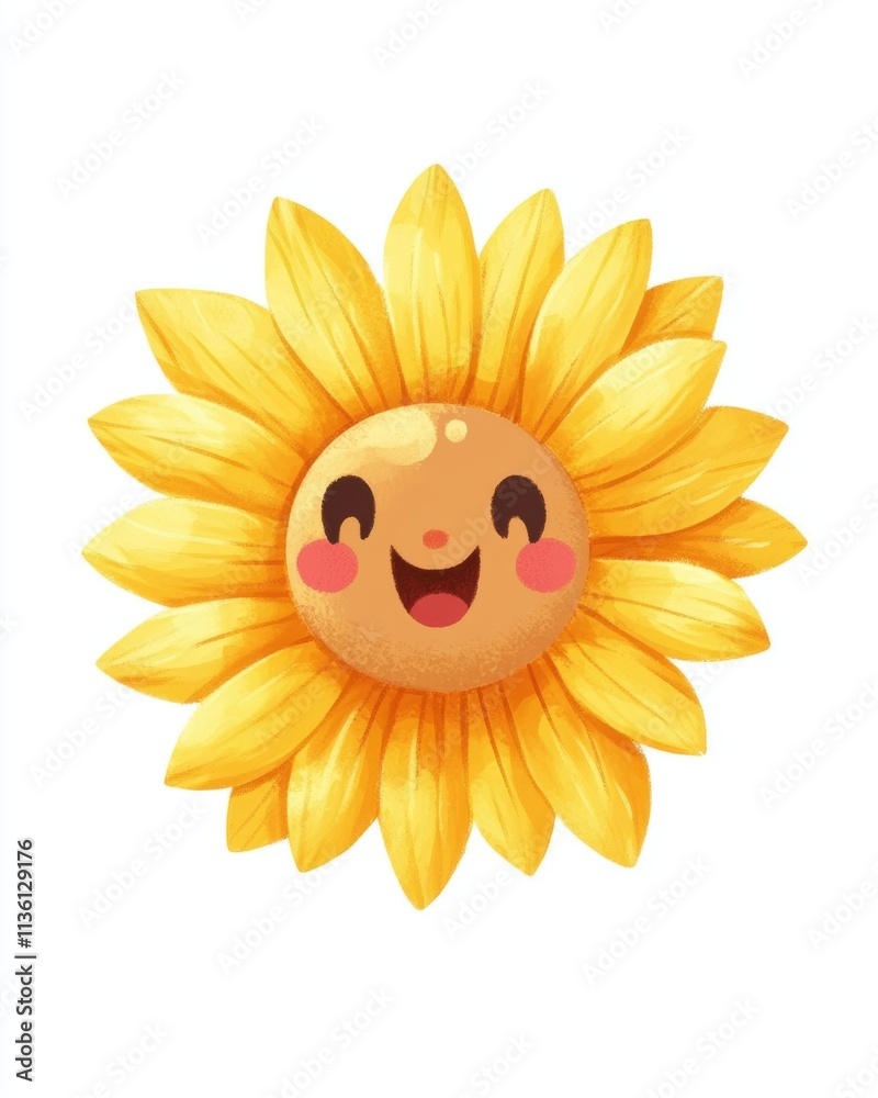 A cheerful sunflower with a smiling face and bright yellow petals. A cheerful sunflower with a smiling face and bright yellow petals.