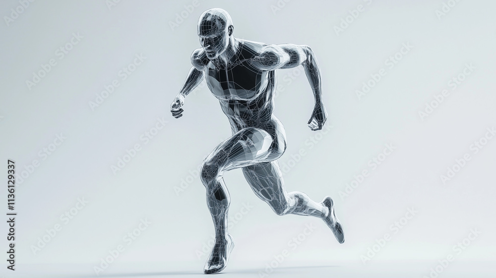 Abstract figure running 3D illustration