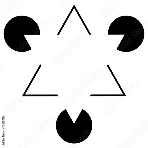 Optical illusion known as Kanizsa Triangle Illusion