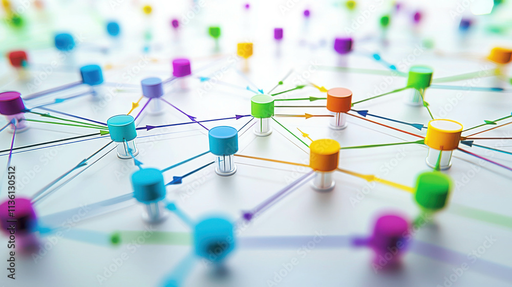 Colorful Conceptual Statistical Model Flowchart with Nodes and Arrows Colorful Conceptual Statistical Model Flowchart with Nodes and Arrows
