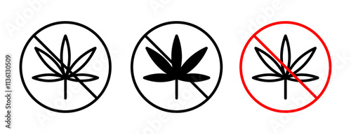 No Marijuana sign vector set