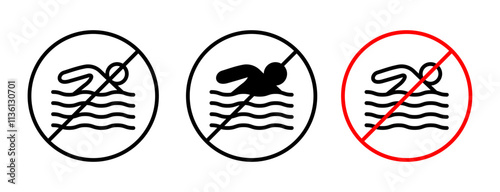 No swimming sign vector set