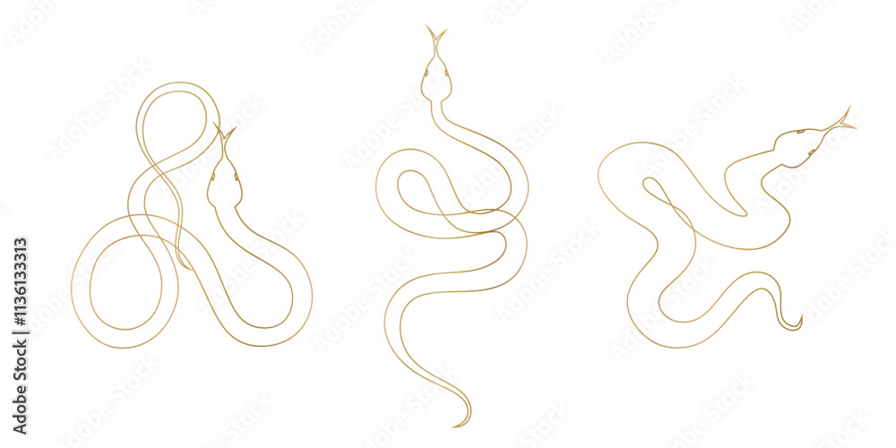 Snake line vector art. Year of snake 2025 Chinese new year Snake line vector art. Year of snake 2025 Chinese new year