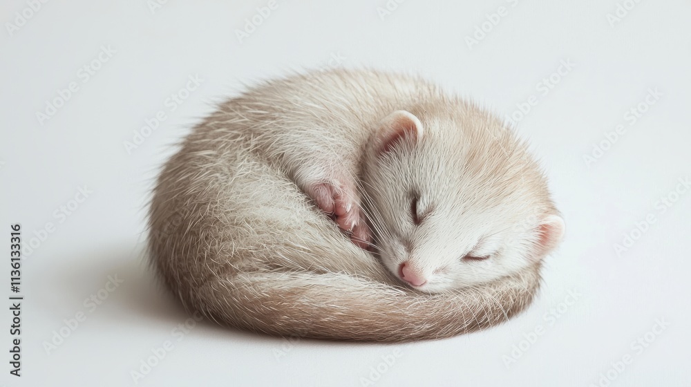 Sleeping ferret in cozy indoor setting animal photography peaceful environment close-up view Sleeping ferret in cozy indoor setting animal photography peaceful environment close-up view