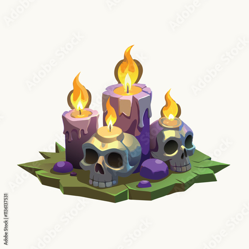  dead elements set including painted and unpainted sugar skulls Vector illustration