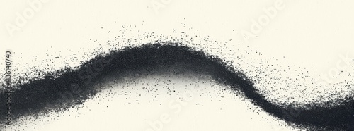 A gradient starting with dark grey at the top and fading to white near the center, a wavy line in the middle made of tiny grainy particles. Created with Generative AI