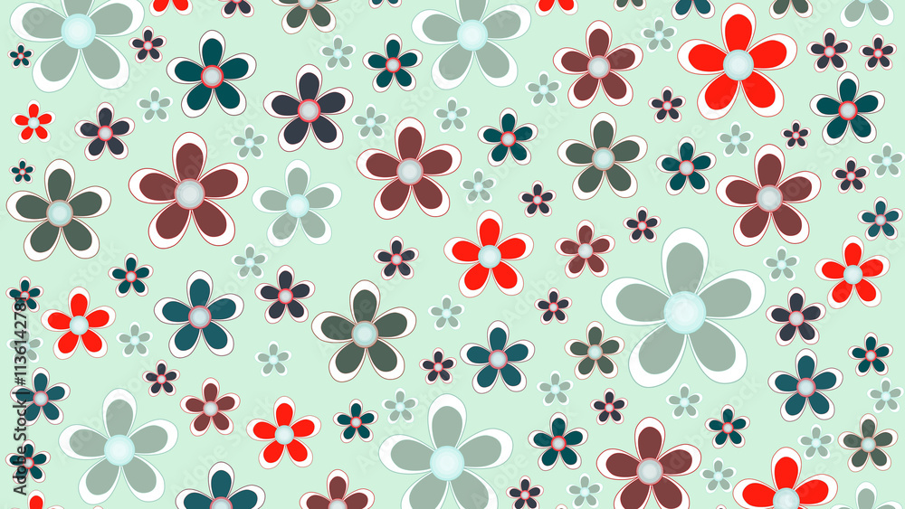 Seamless Floral Pattern with Delicate Flowers and Green Leaves, available in various styles Seamless Floral Pattern with Delicate Flowers and Green Leaves, available in various styles
