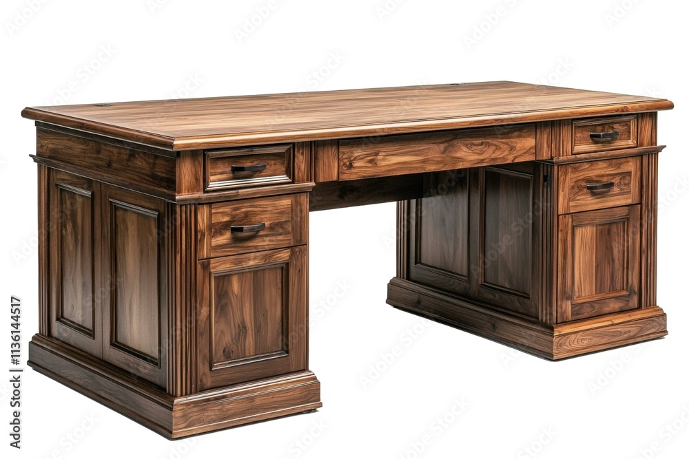 Solid wood work desk isolated on white background elegant design Solid wood work desk isolated on white background elegant design