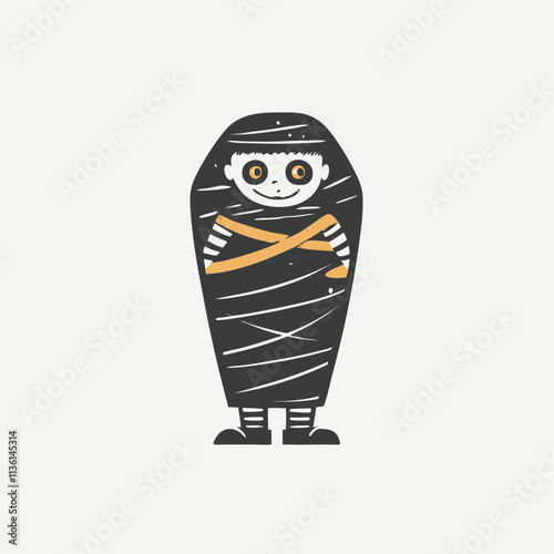 Cute Mummy Walking Cartoon Vector Icon Illustration. Halloween Icon Concept Isolated Premium Vector.