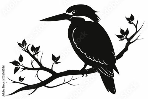 kingfisher bird silhouette vector illustration on white background. kingfisher bird icon isolated