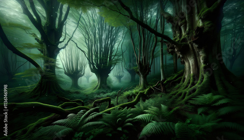 An image of a beautiful magic forest landscape