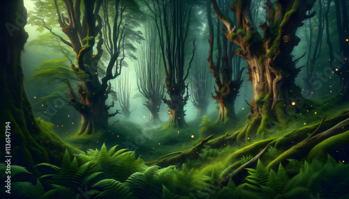 An image of a beautiful magic forest landscape