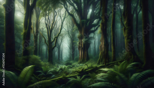 An image of a beautiful magic forest landscape