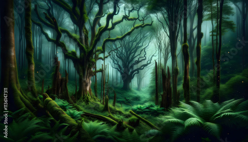 An image of a beautiful magic forest landscape