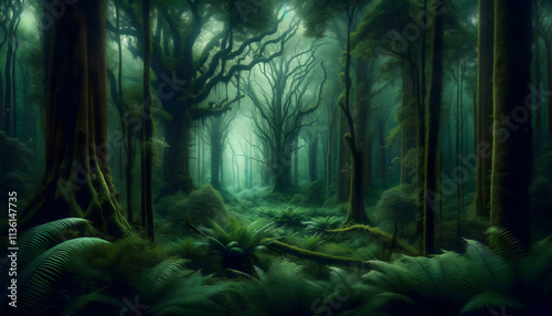 An image of a beautiful magic forest landscape