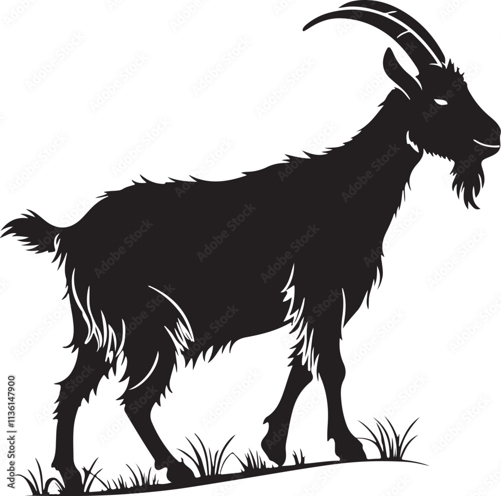 Strong Goat Silhouette Vector Artwork Strong Goat Silhouette Vector Artwork