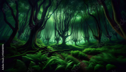 An image of a beautiful magic forest landscape