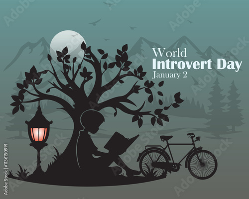 World introvert day background, banner, poster, card, celebrated on January 2nd.