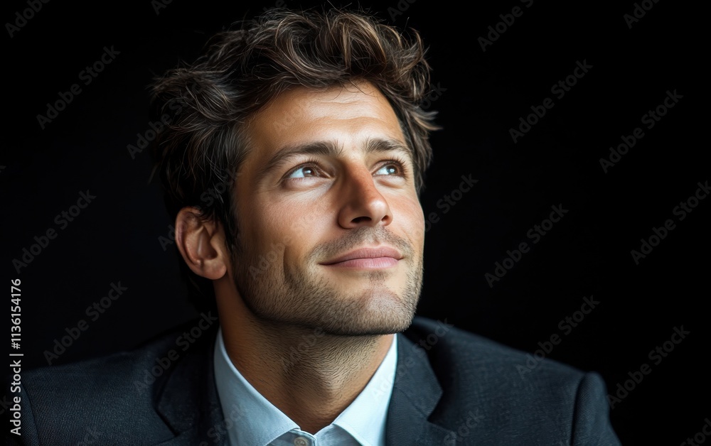 Confident businessman with a suit and a smile in a studio background, He looking at the camera Confident businessman with a suit and a smile in a studio background, He looking at the camera