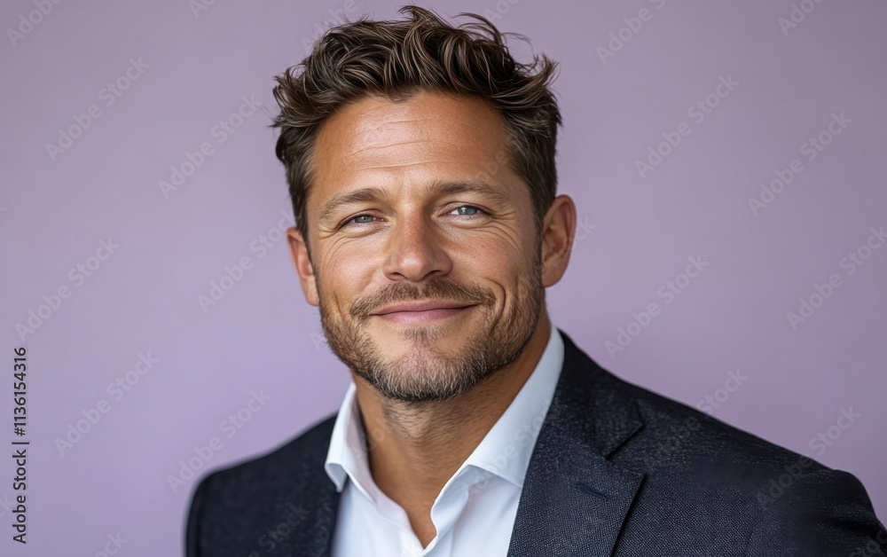 Confident businessman with a suit and a smile in a studio background, He looking at the camera Confident businessman with a suit and a smile in a studio background, He looking at the camera