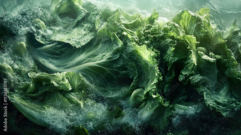 Abstract Green Lettuce: Closeup of Fresh, Vibrant Leaves Abstract Green Lettuce: Closeup of Fresh, Vibrant Leaves