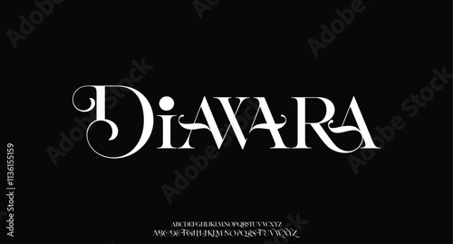 Elegant wedding alphabet letters font and number. Typography Luxury classic lettering serif fonts decorative logo vintage retro concept. vector illustration
