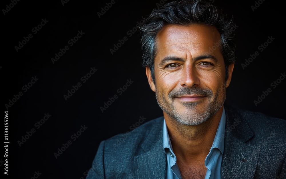 Fototapeta premium Confident businessman with a suit and a smile in a studio background, He looking at the camera